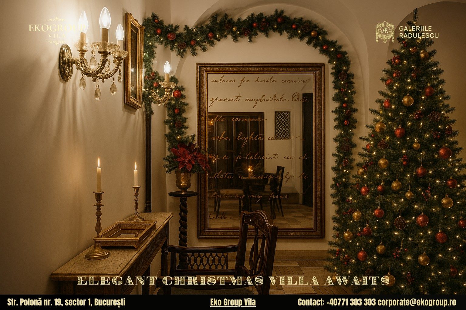 Eleganța nobiliară a Eko Group Vila dezvăluită prin decoratiuni de Crăciun în stil interbelic